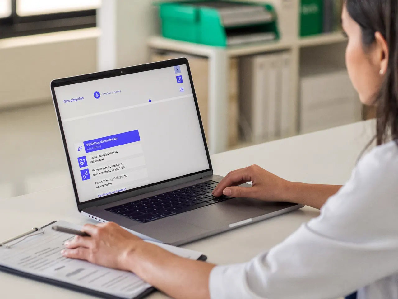Provider completing a CAQH profile on a laptop